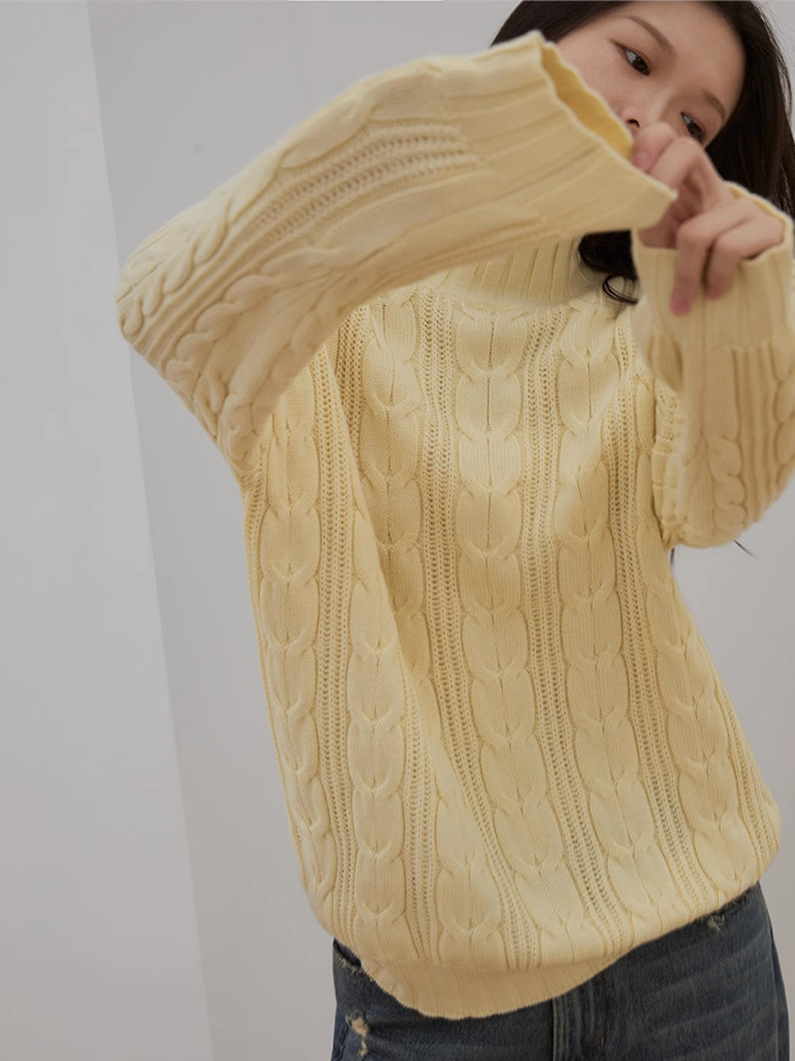 Maglione oversize in lana merino intrecciata