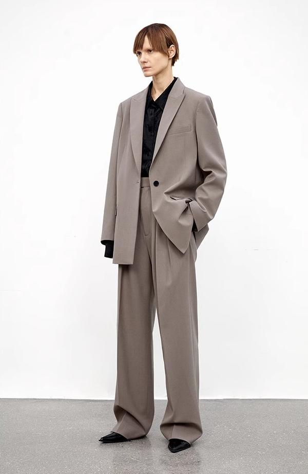 Pantaloni a vita alta in misto lana