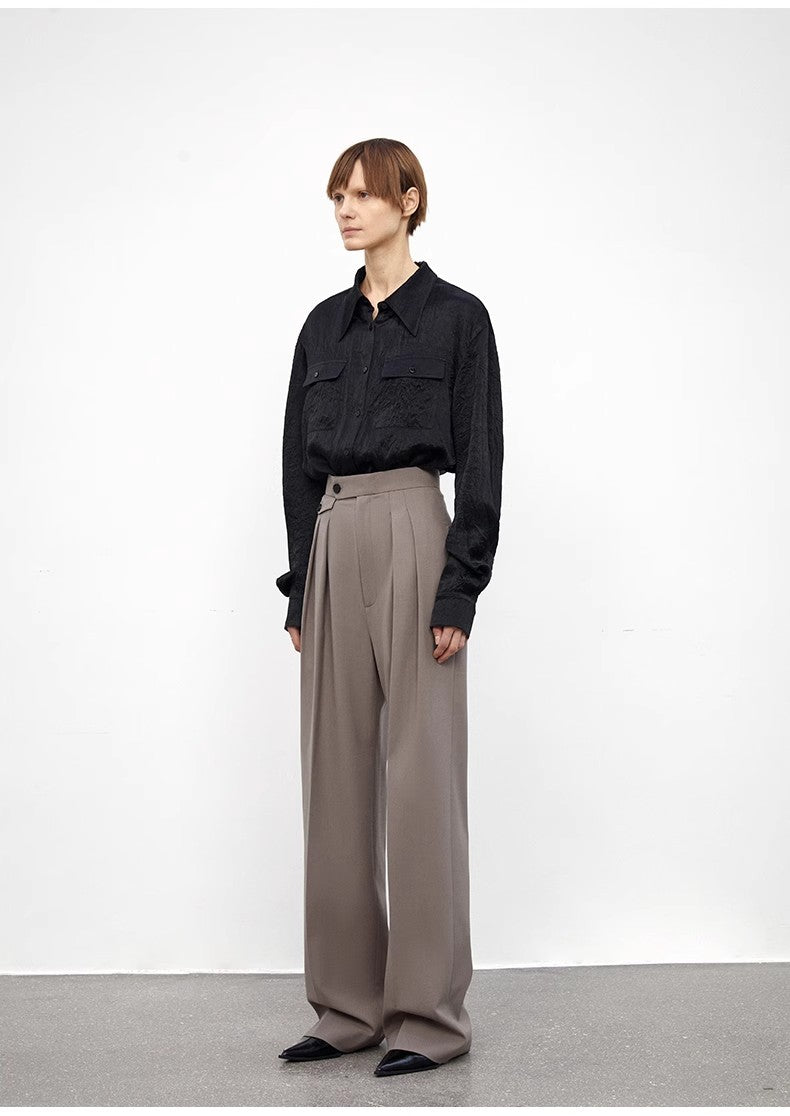 Pantaloni a vita alta in misto lana
