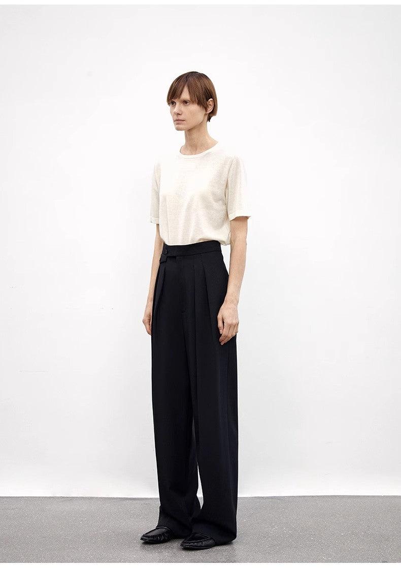 Pantaloni a vita alta in misto lana