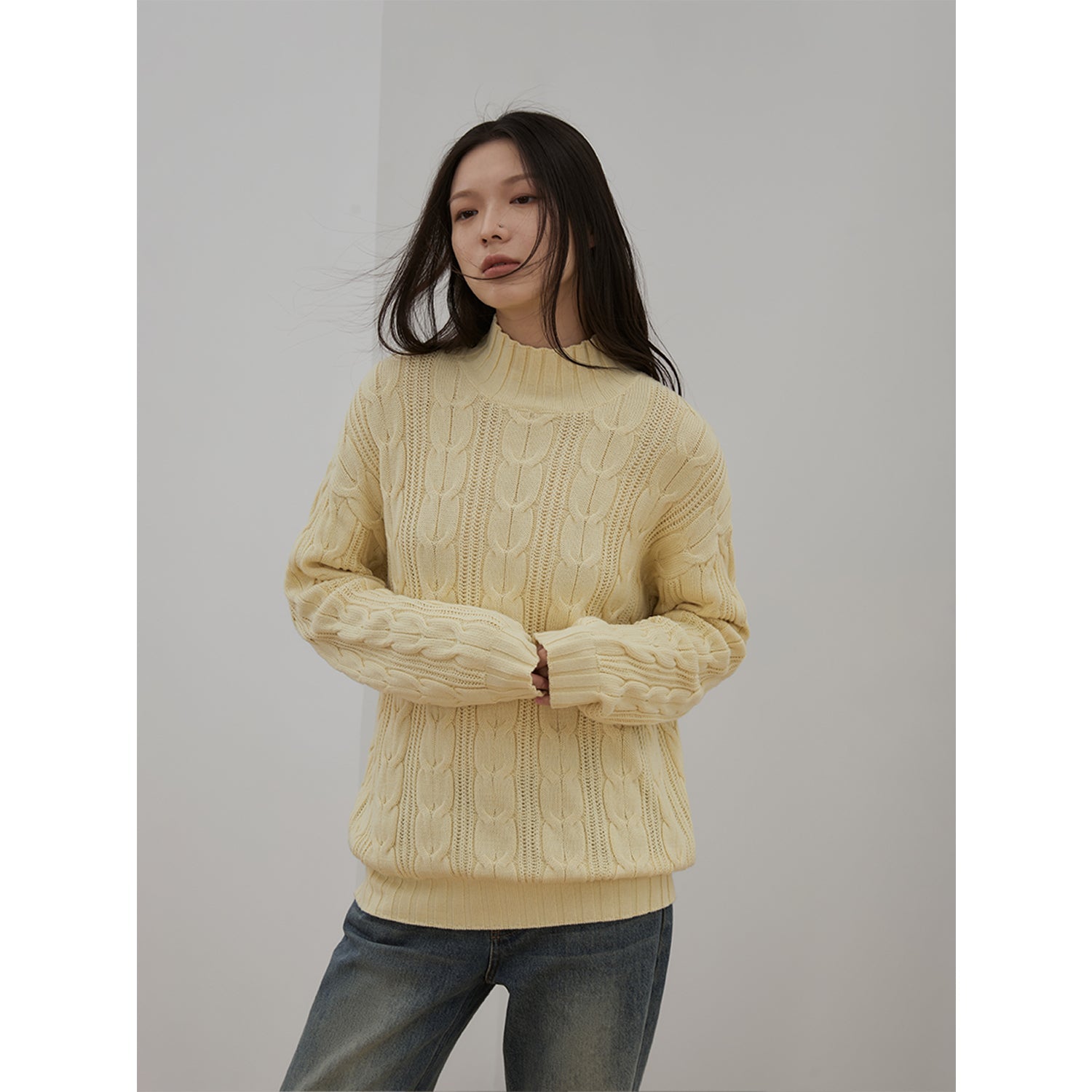 Maglione oversize in lana merino intrecciata