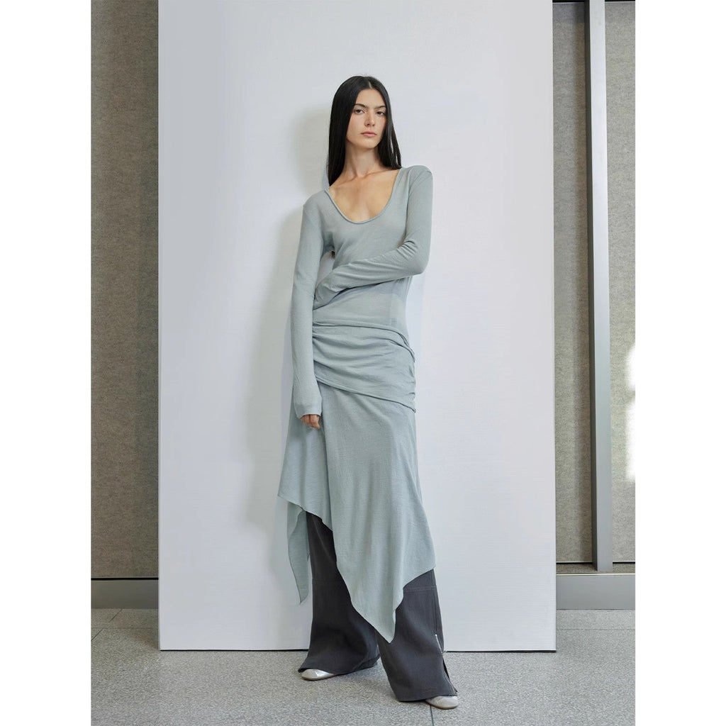 Abito lungo in 100% lana