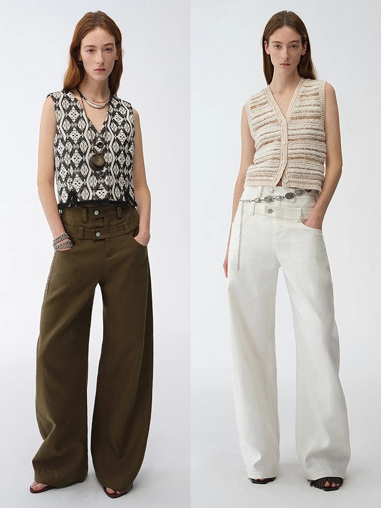 Pantaloni a scimitarra in lino