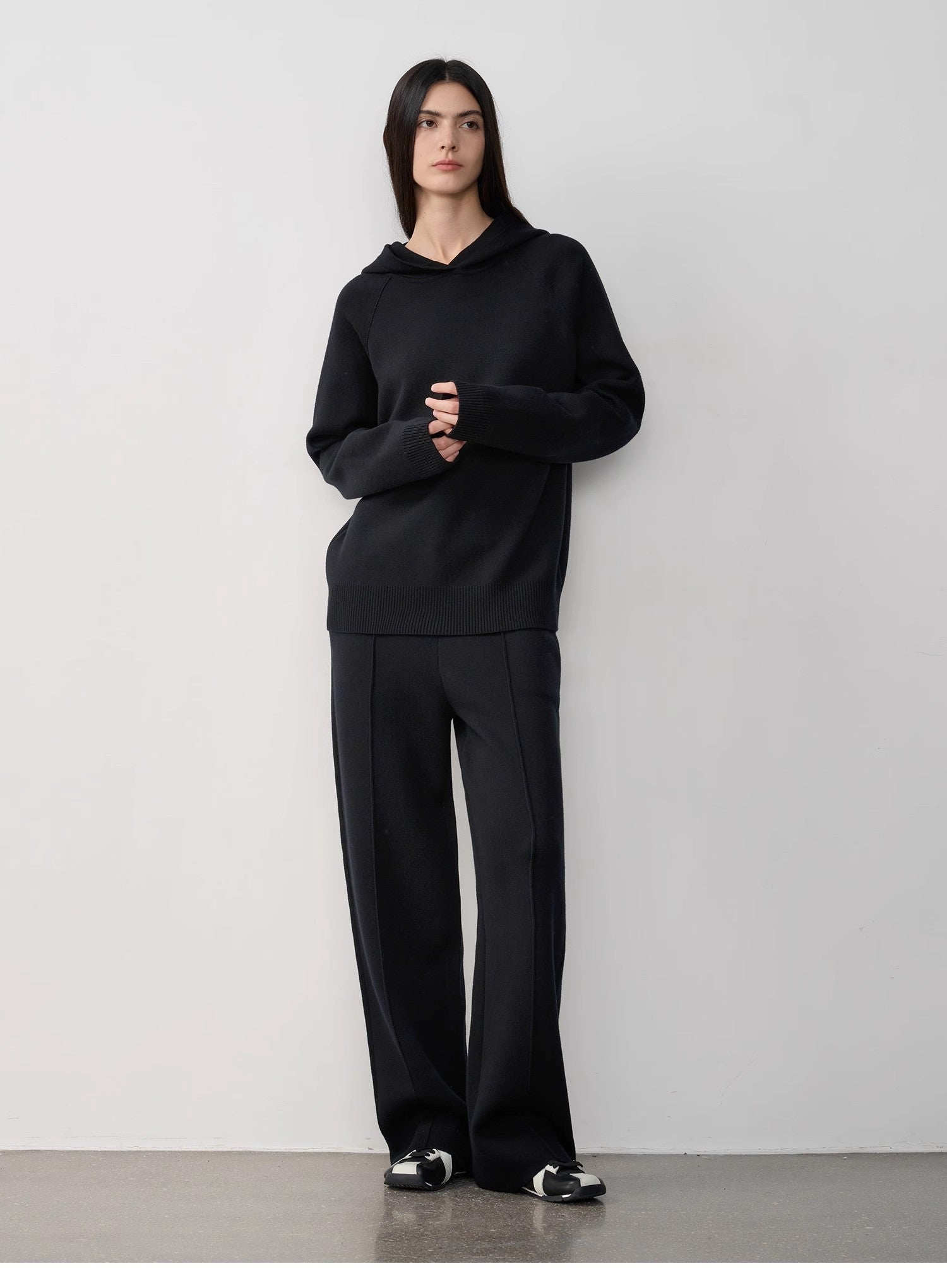 Completo con cappuccio in maglia di lana - 2meno 