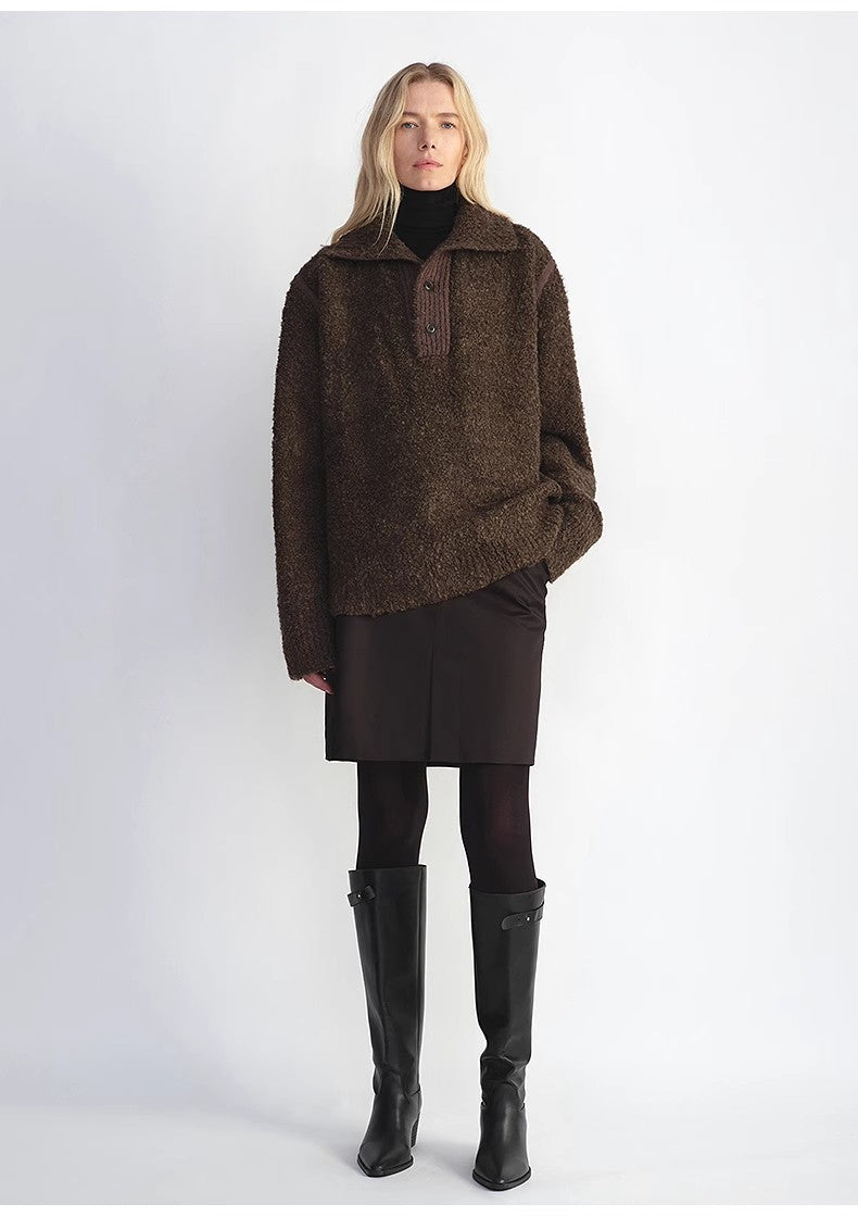 Maglione  in misto lana e filato bouclè 