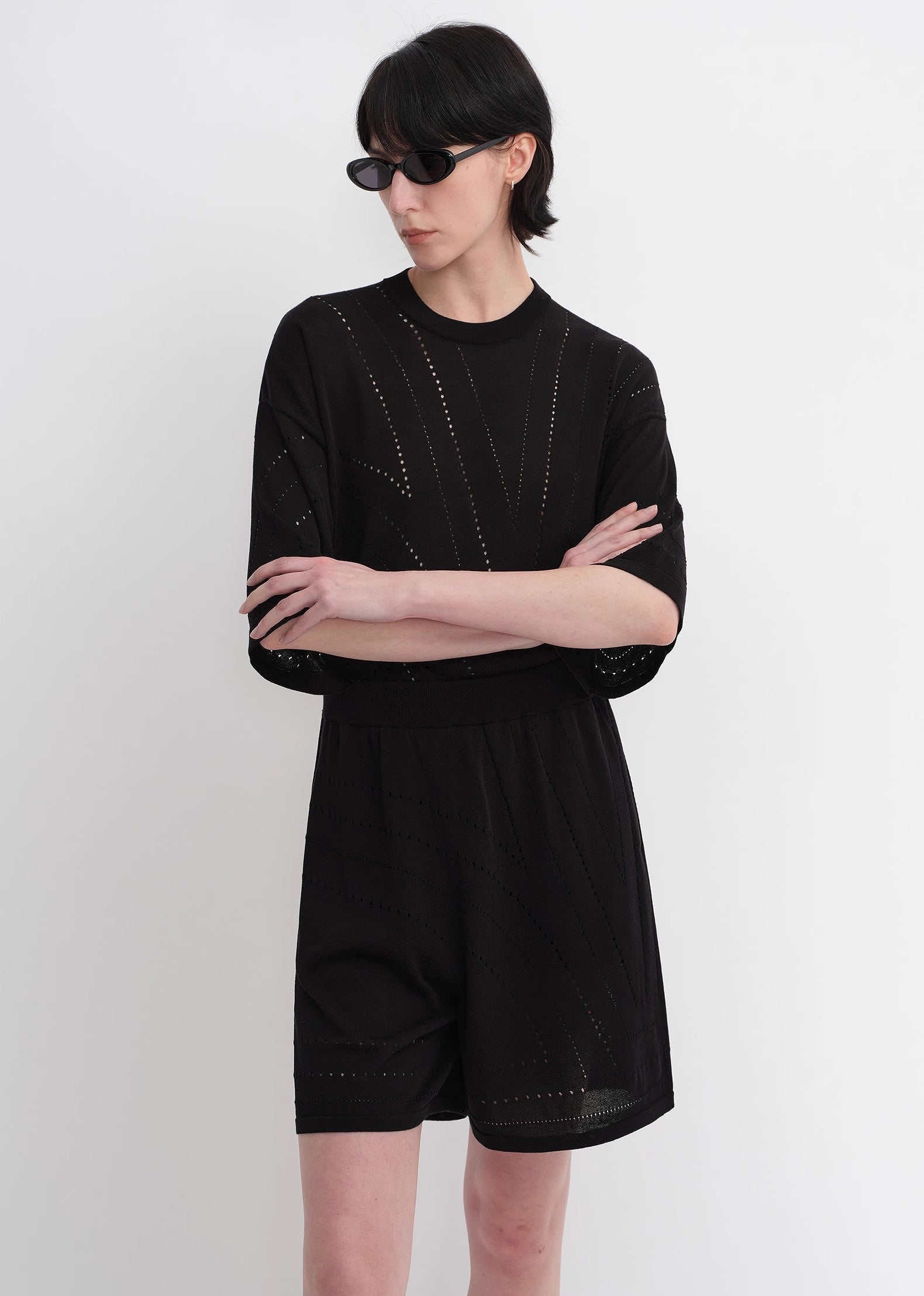Abito in maglia con linee geometriche in cotone acetato