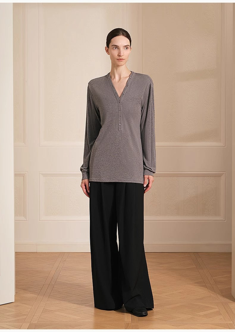 Pantaloni larghi misto lana