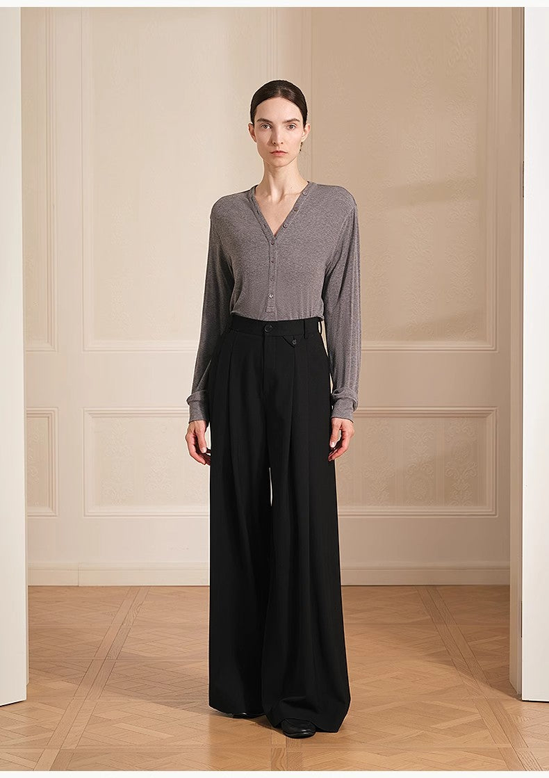 Pantaloni larghi misto lana