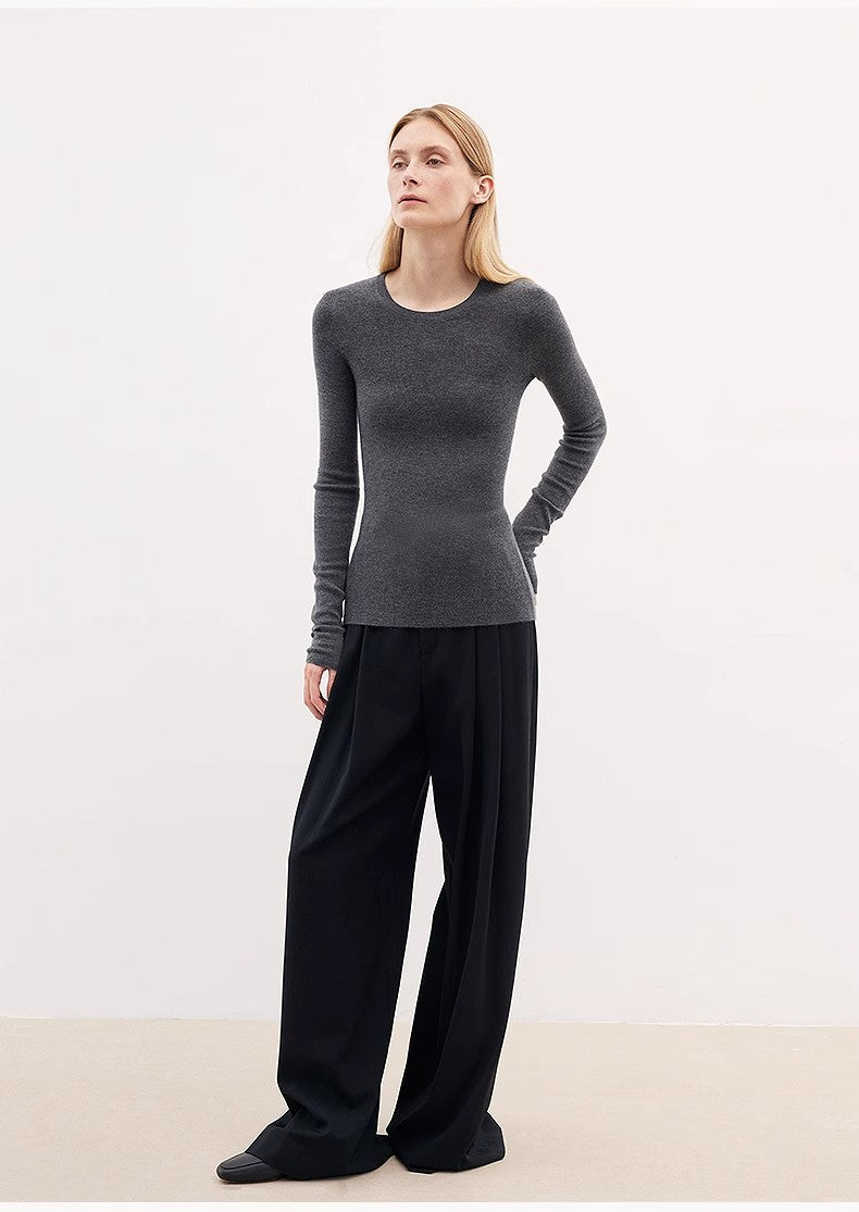 Pantaloni larghi misto lana