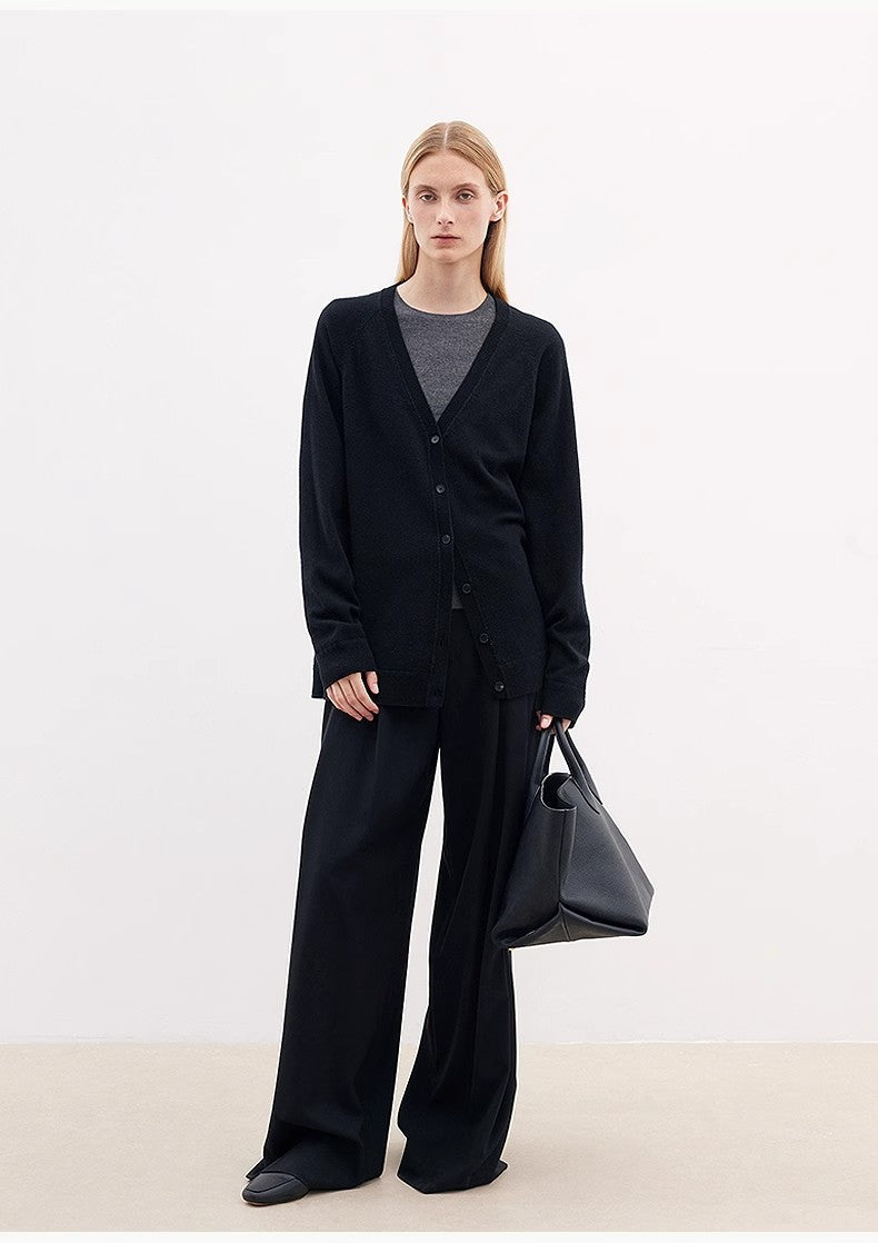 Pantaloni larghi misto lana