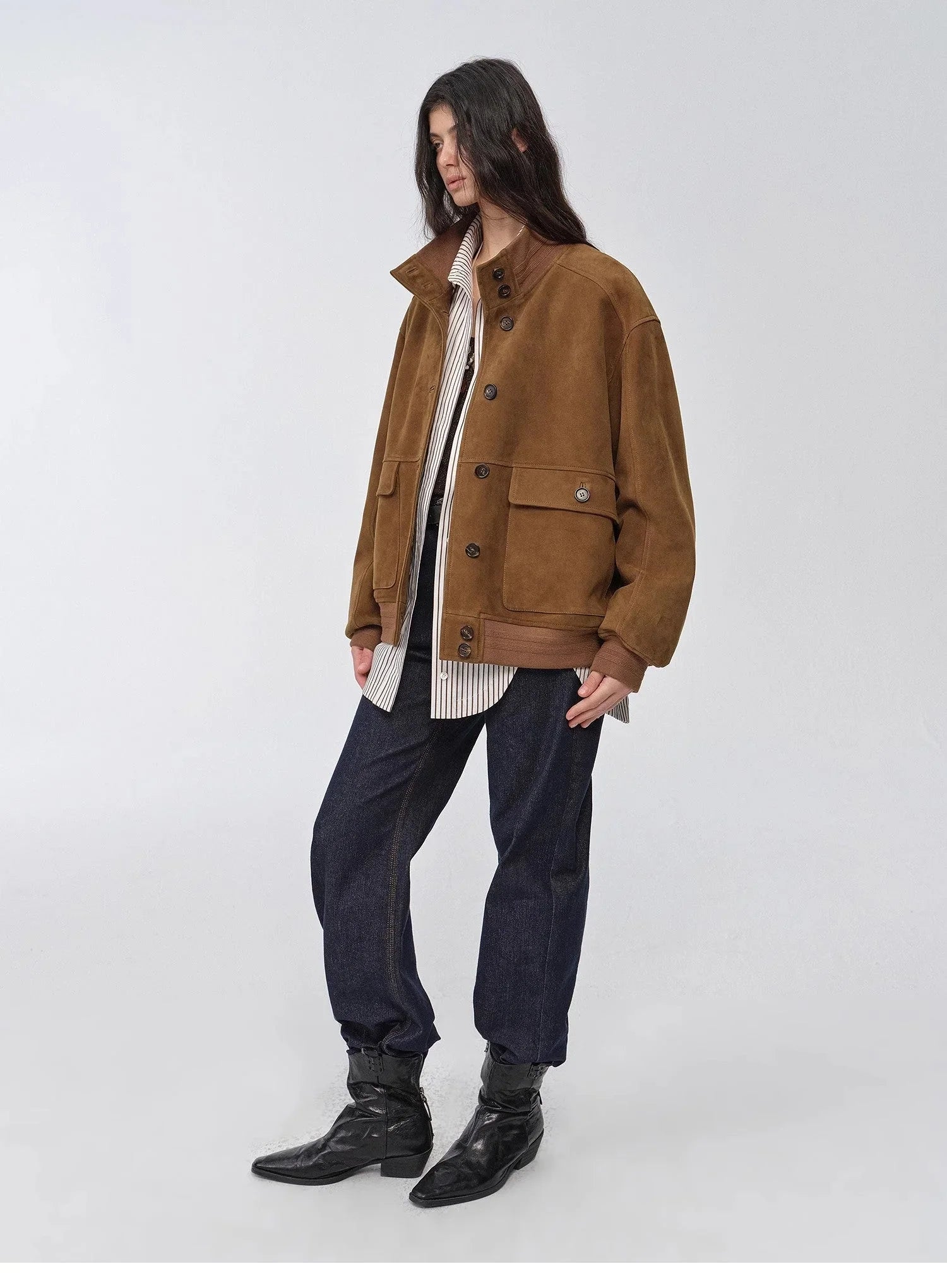 veste vintage en daim et peau de mouton