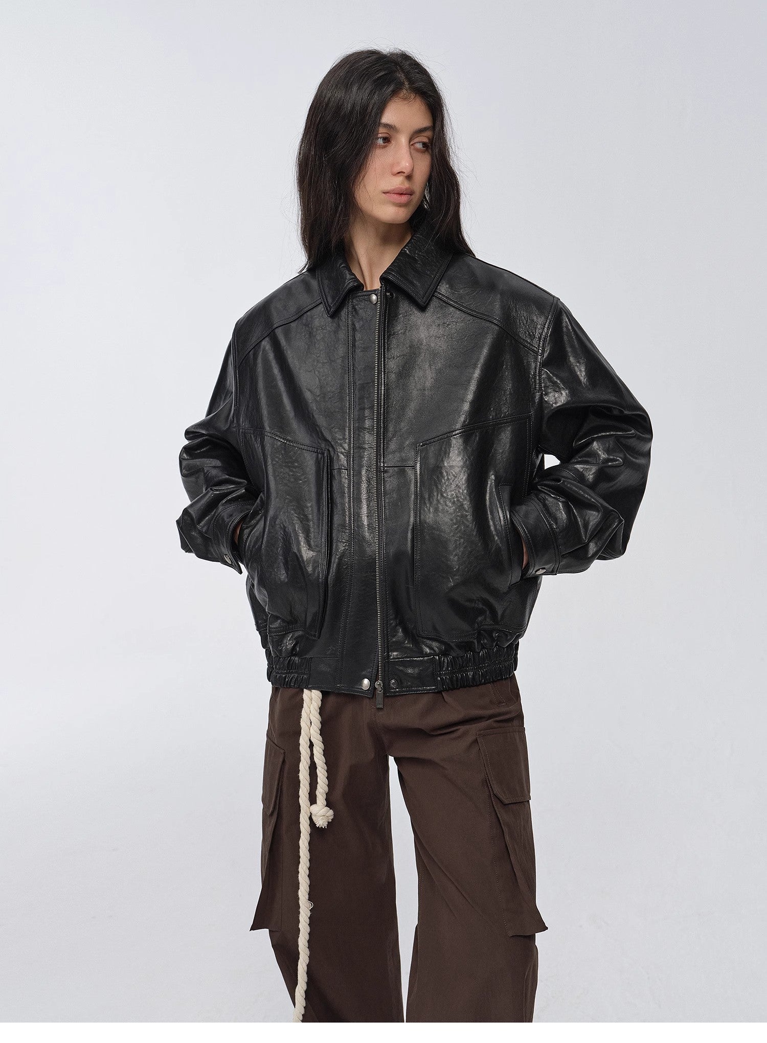 Giacca in pelle cerata