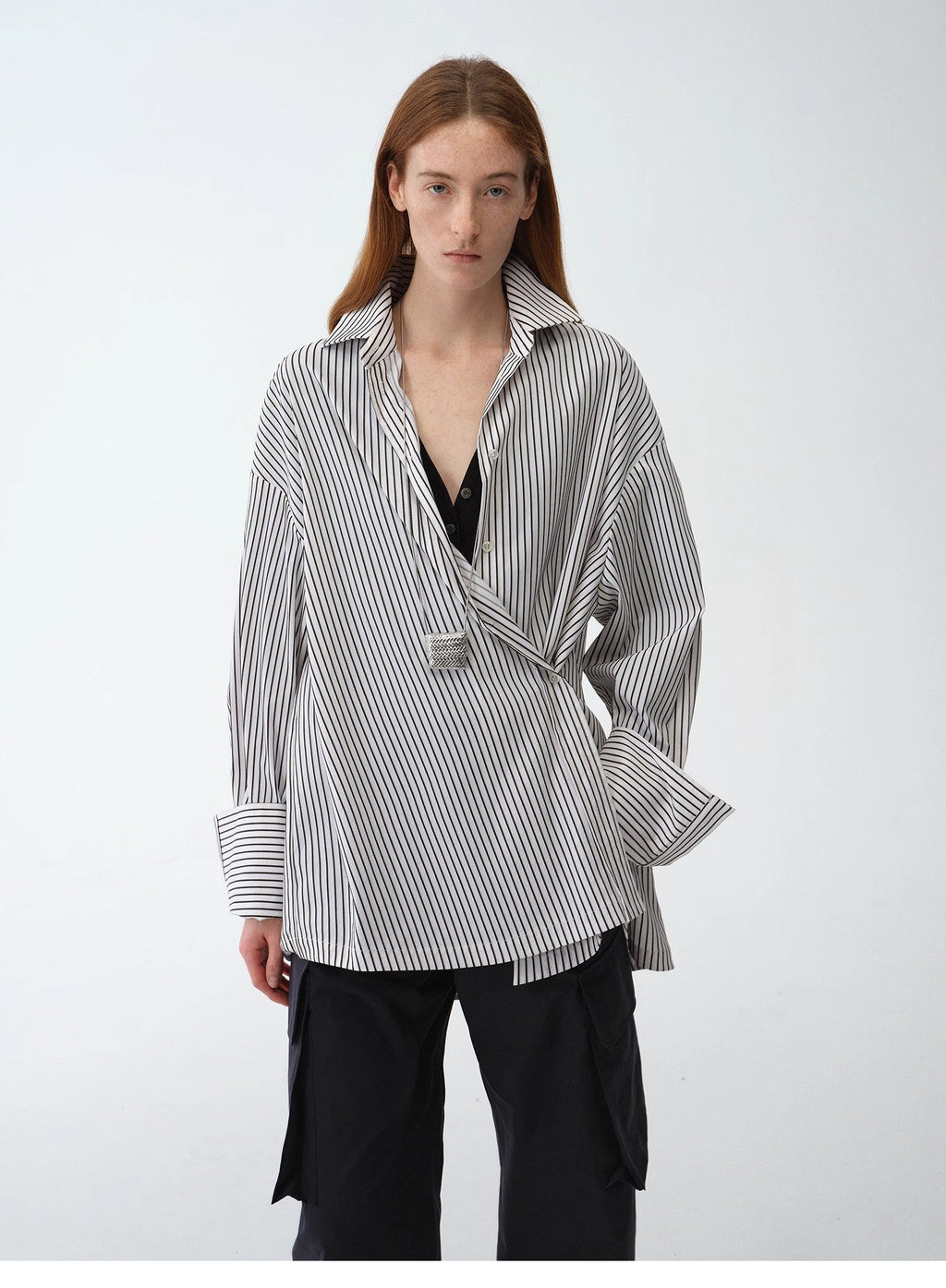 Camicia a righe asimmetrica