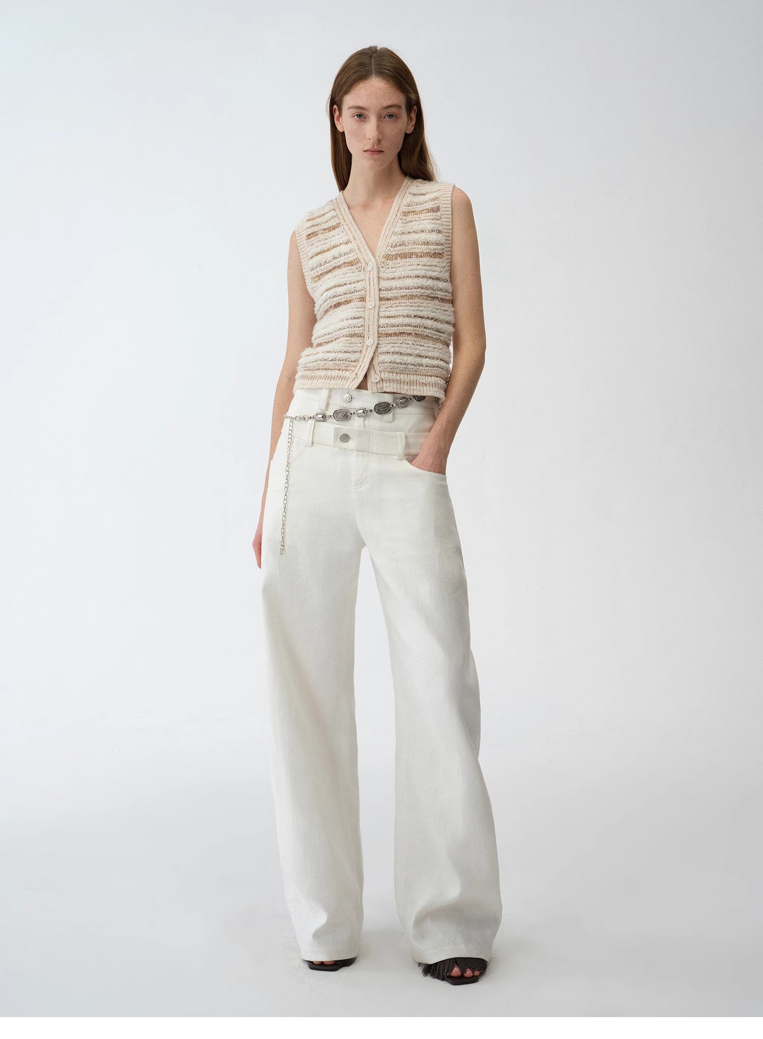 Pantaloni a scimitarra in lino