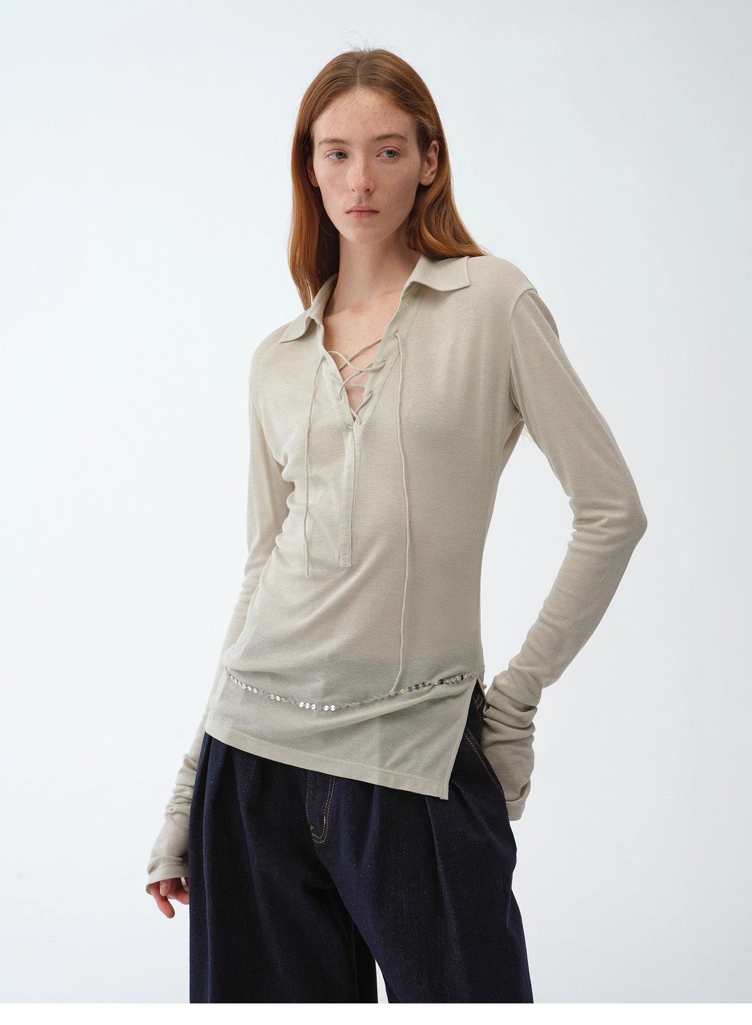 Maglia in seta argentata