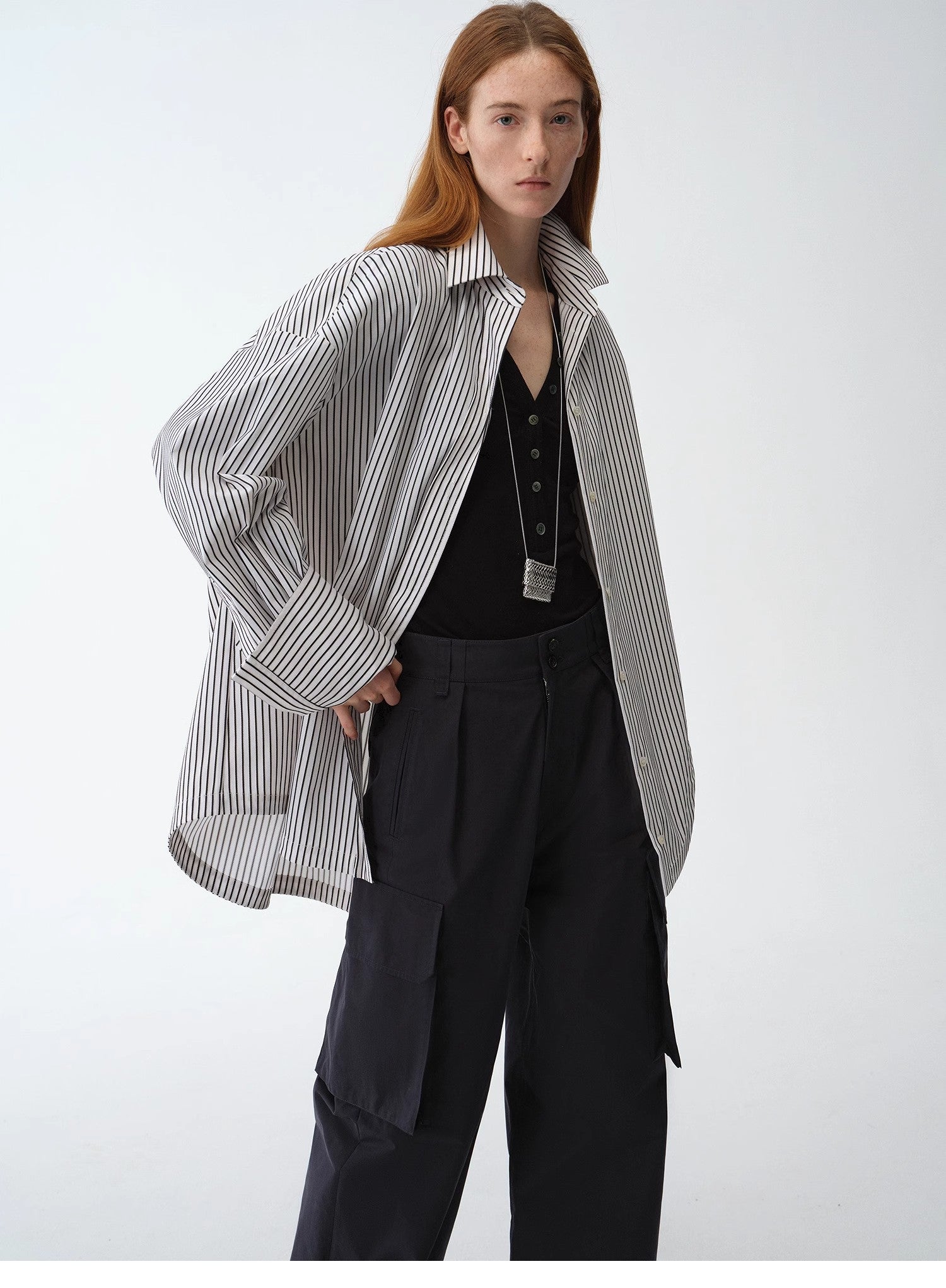 Camicia a righe asimmetrica