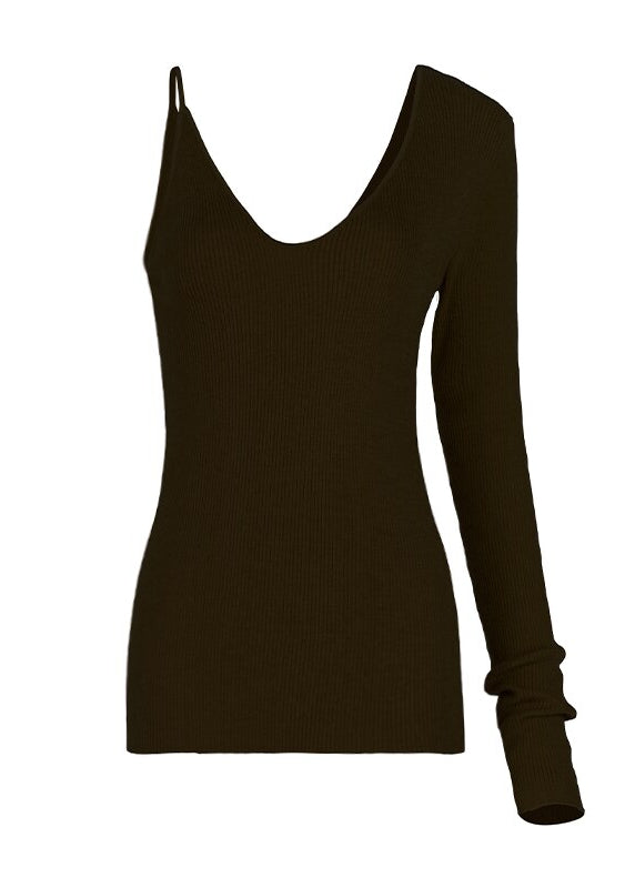 Maglia in lana con design asimmetrico e monospalla
