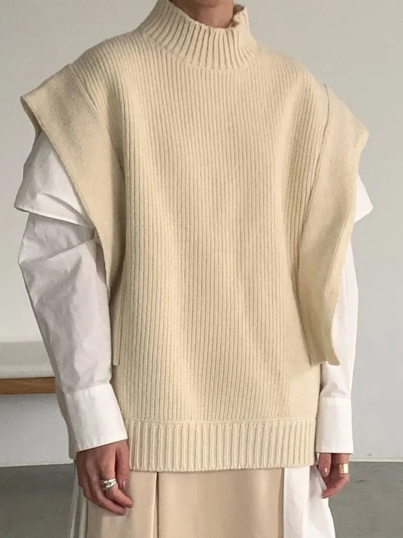 Gillet a collo alto lavorato a maglia
