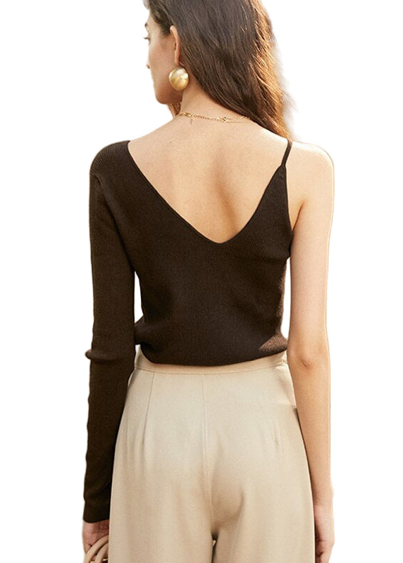 Maglia in lana con design asimmetrico e monospalla