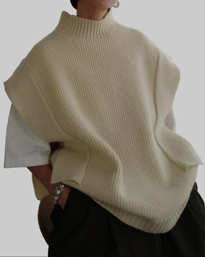 Gillet a collo alto lavorato a maglia