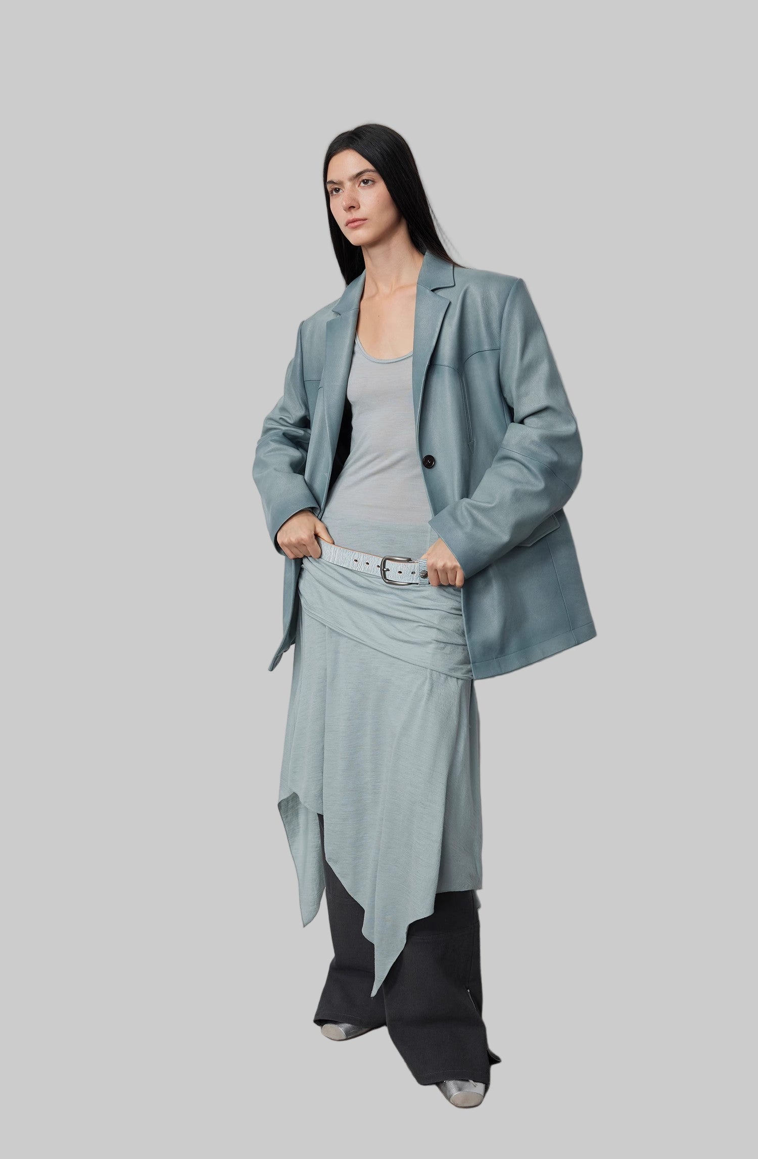 Blazer in vera pelle di capra lavata e tinta a spruzzo - 2meno  