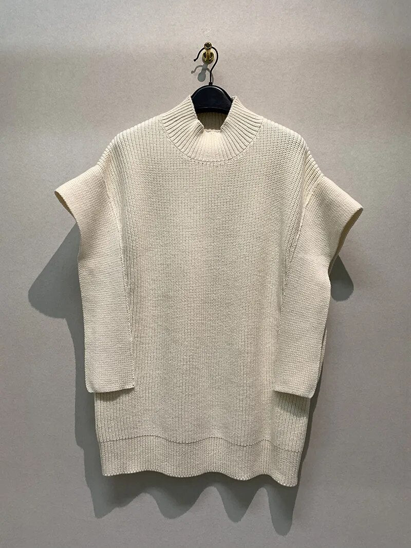 Gillet a collo alto lavorato a maglia