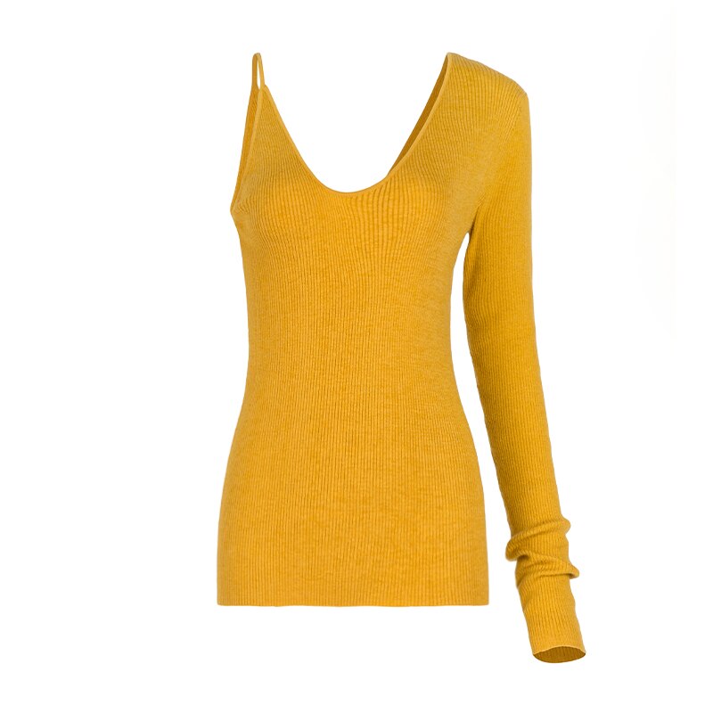 Maglia in lana con design asimmetrico e monospalla