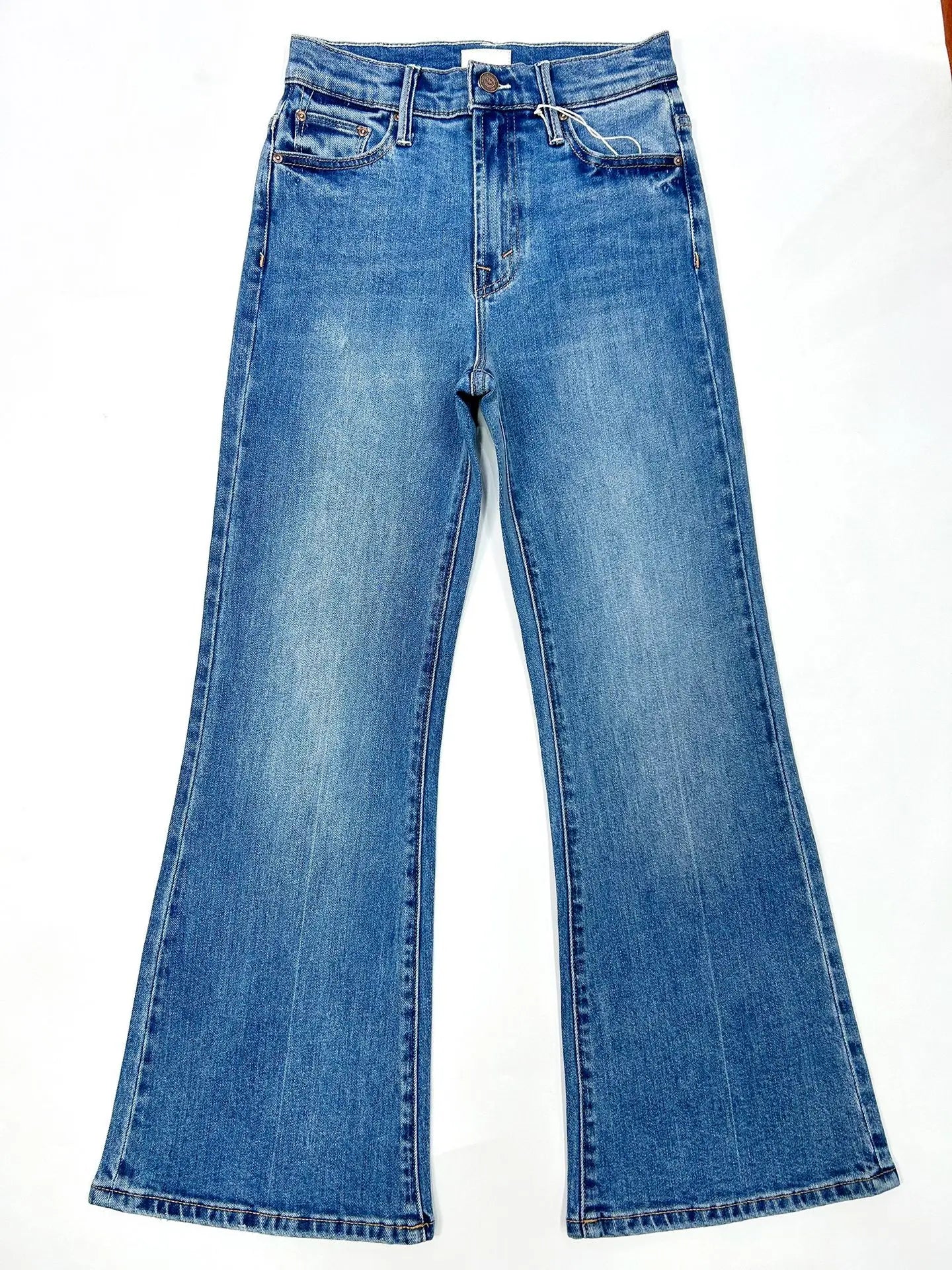 Jeans in denim elasticizzati a vita alta