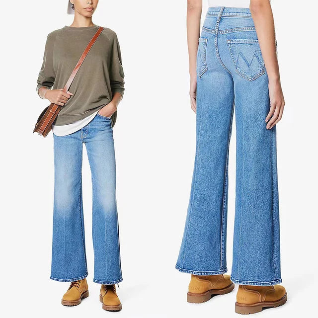 Jeans in denim elasticizzati a vita alta