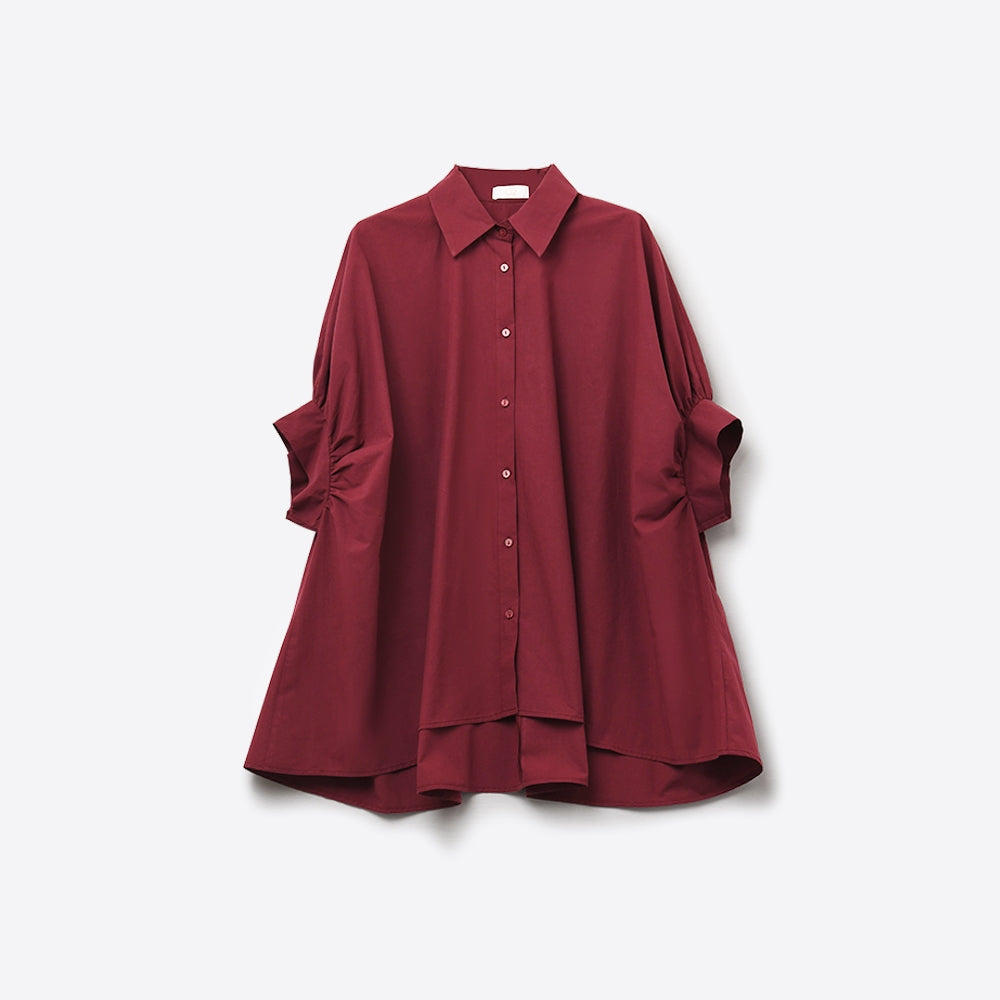 Blusa oversize bordeaux con maniche corte