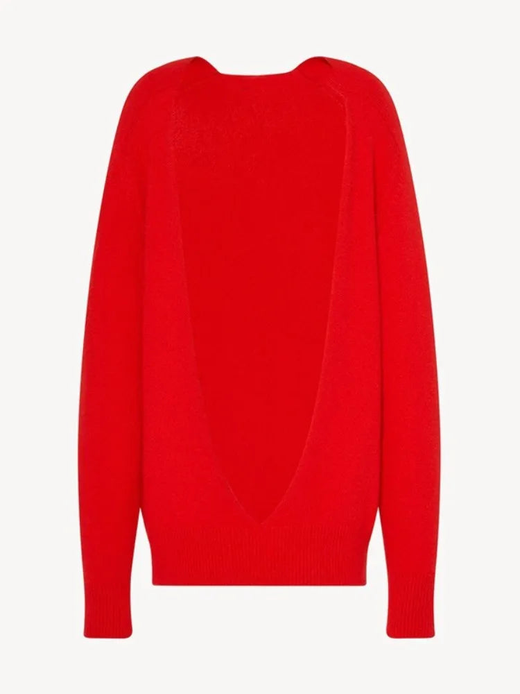 Maglione in lana con profondo scollo a V