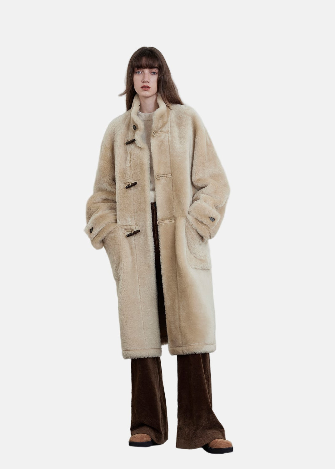 Cappotto lungo in pelle di pecora