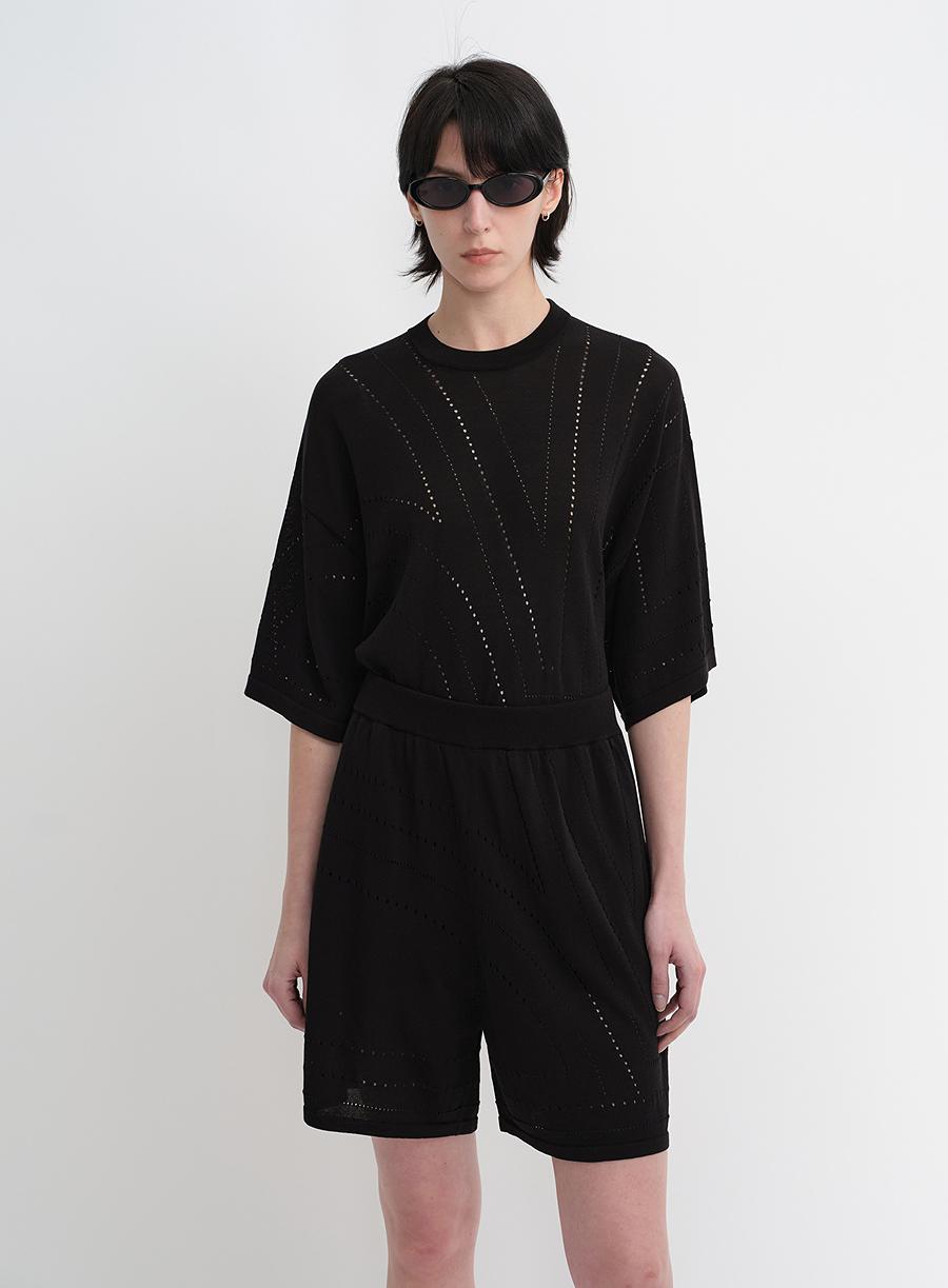 Abito in maglia con linee geometriche in cotone acetato