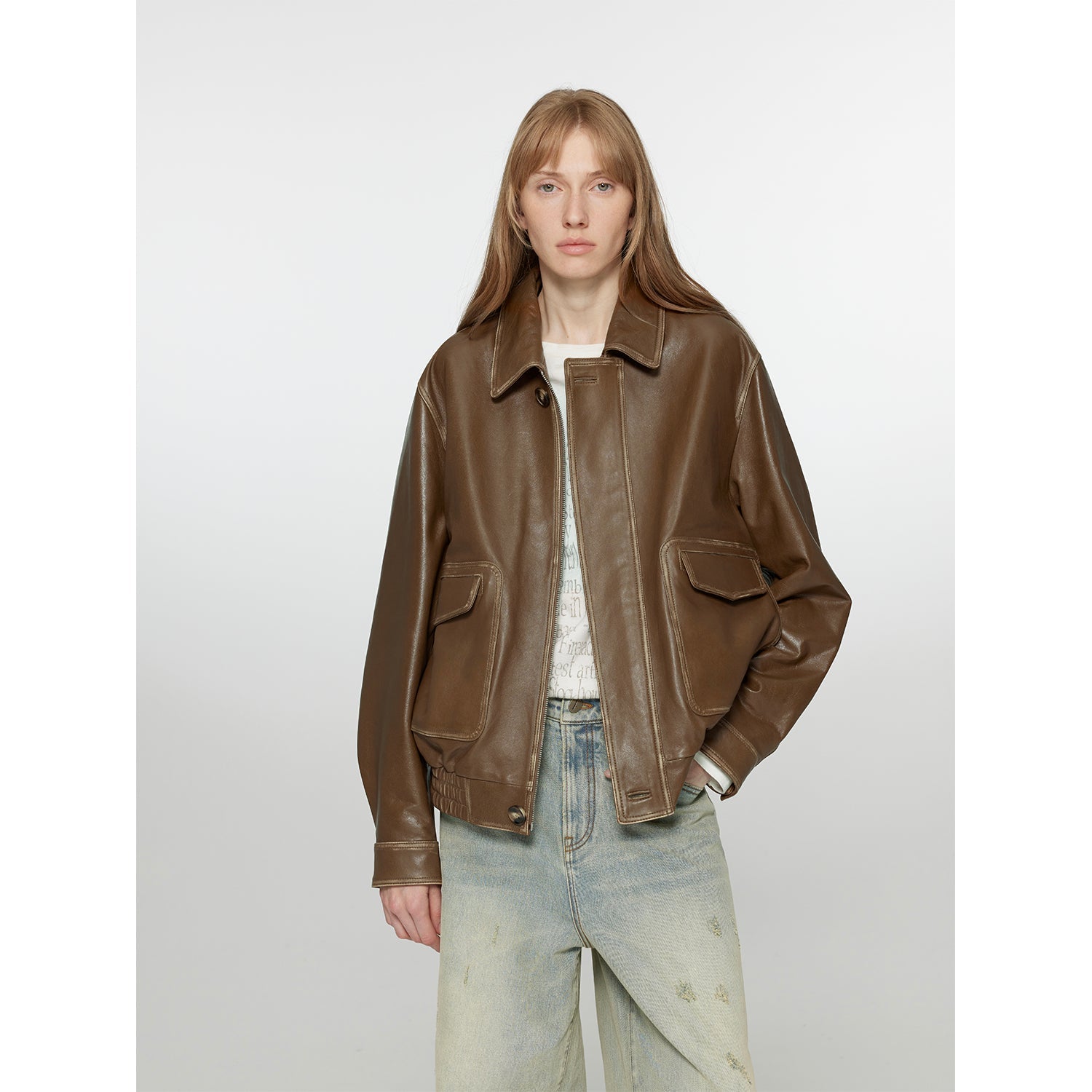 Giacca in pelle stile aviatore