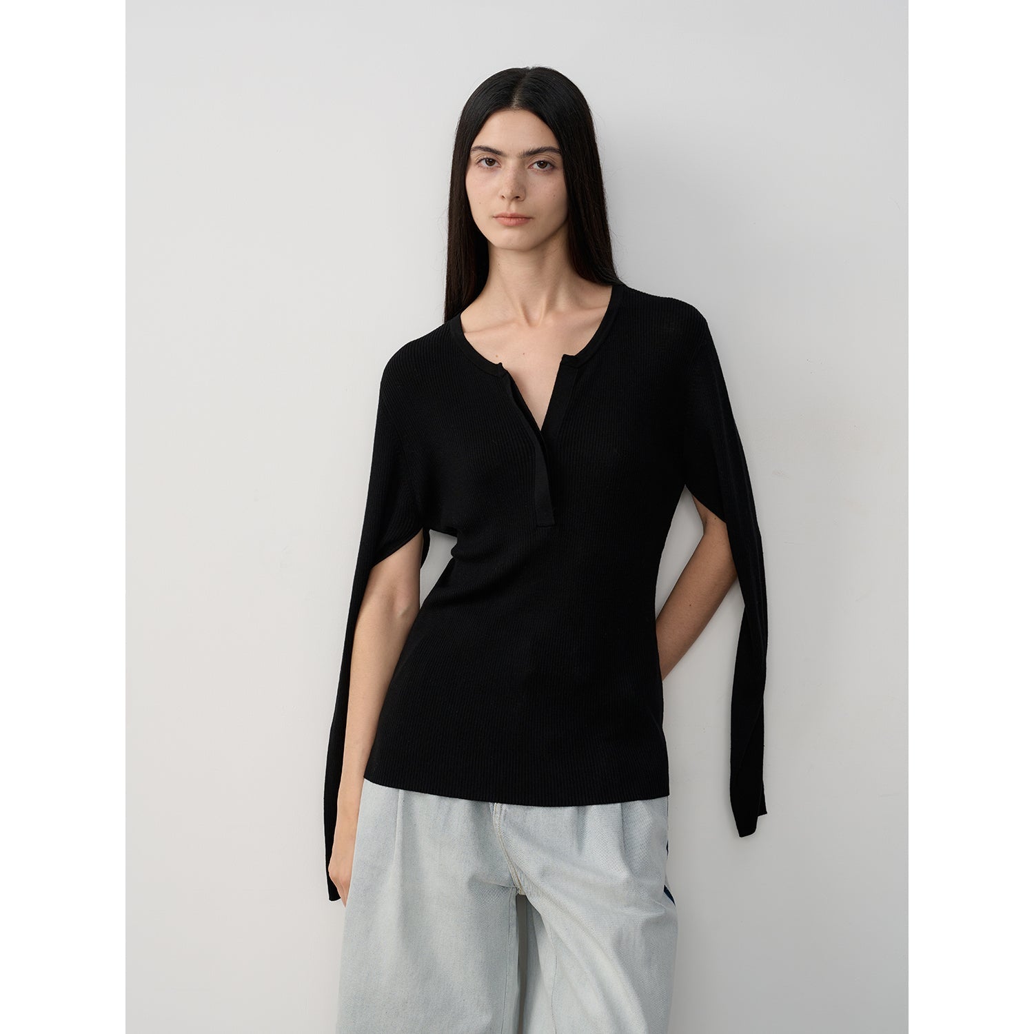 Maglione a maniche lunghe in misto lana