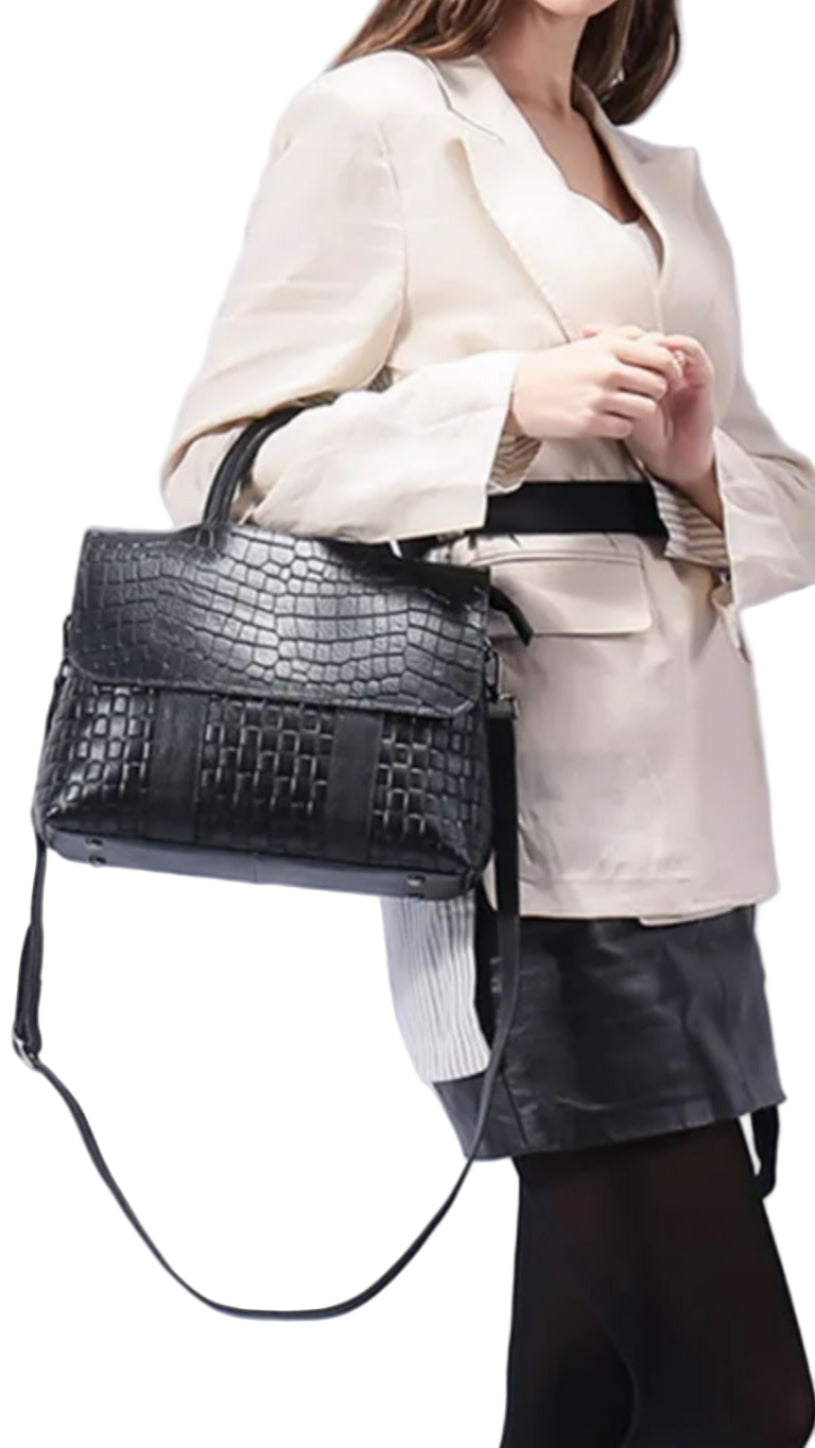 Borsa a mano elegante con tracolla in vera pelle