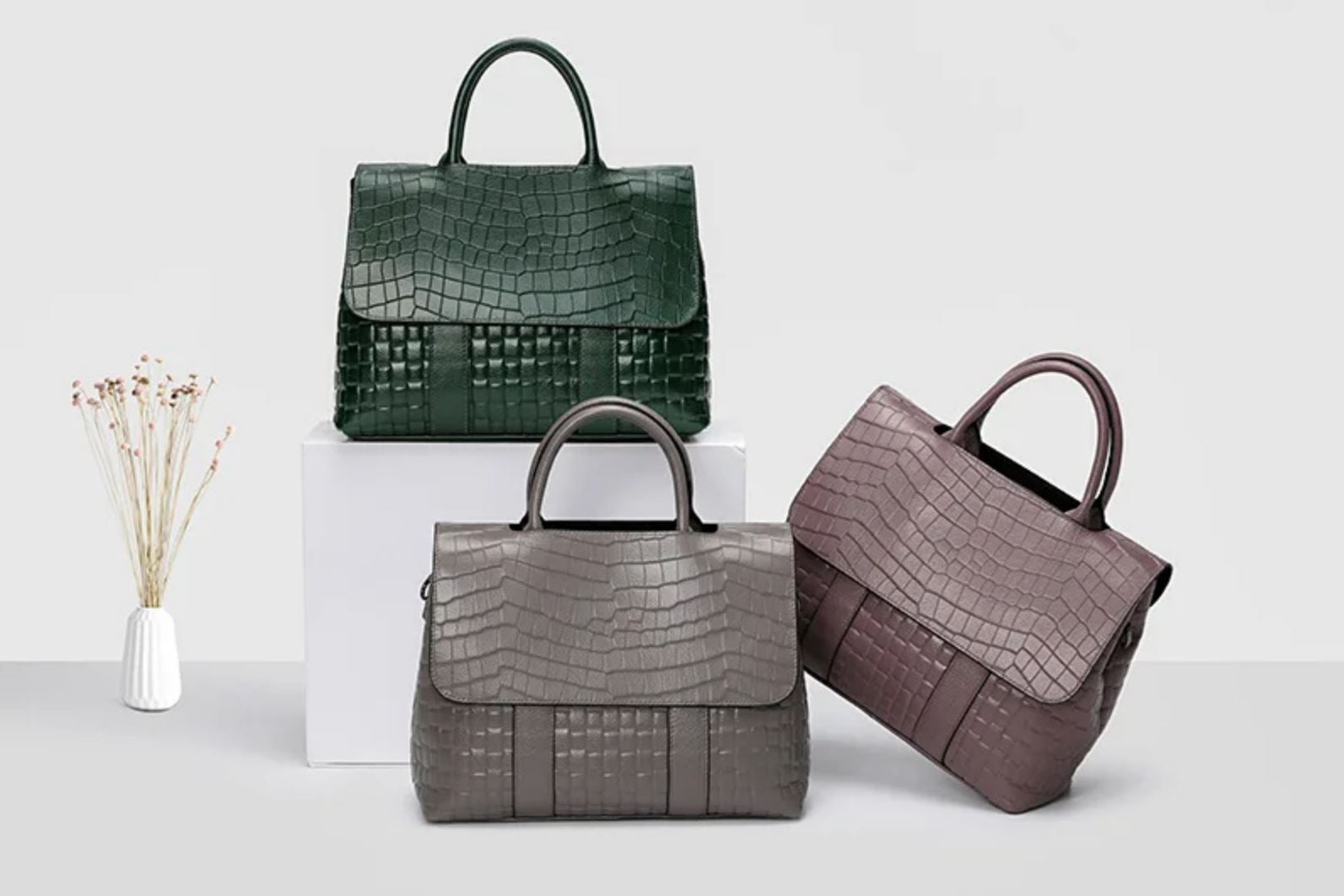 Borsa a mano elegante con tracolla in vera pelle
