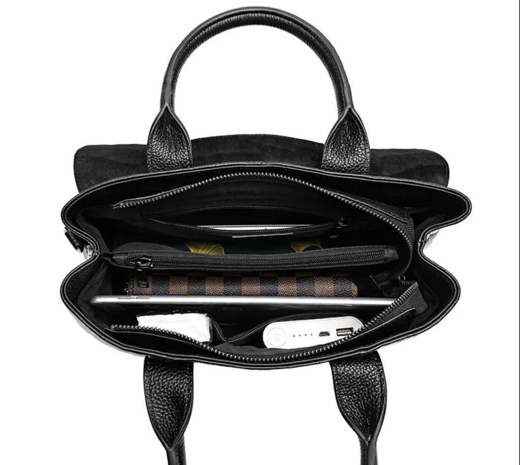 Borsa a mano elegante con tracolla in vera pelle