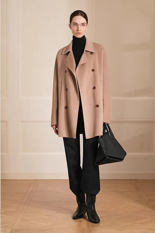 Double-breasted wool coat