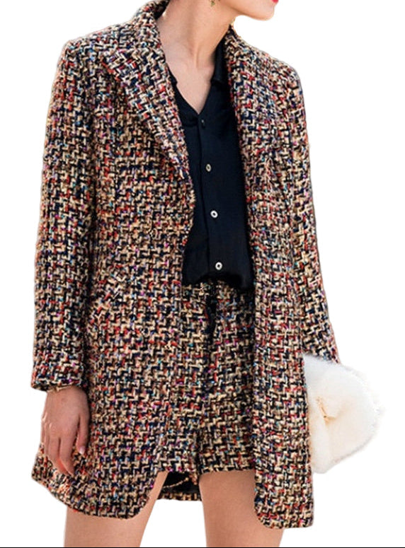 ensemble veste et short en tweed