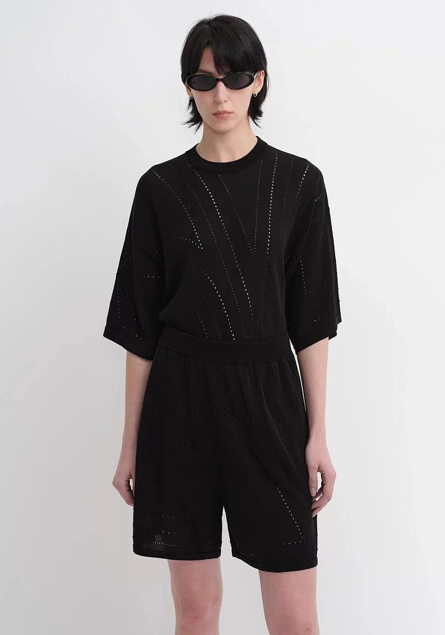 Abito in maglia con linee geometriche in cotone acetato