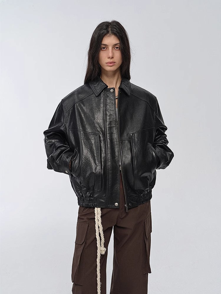 Waxed leather jacket