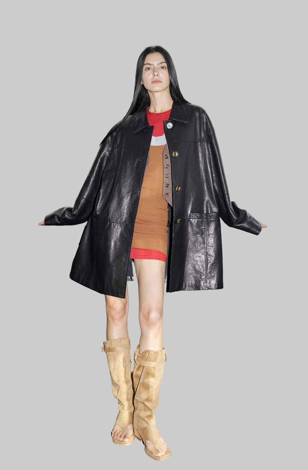 veste en cuir de chèvre ciré