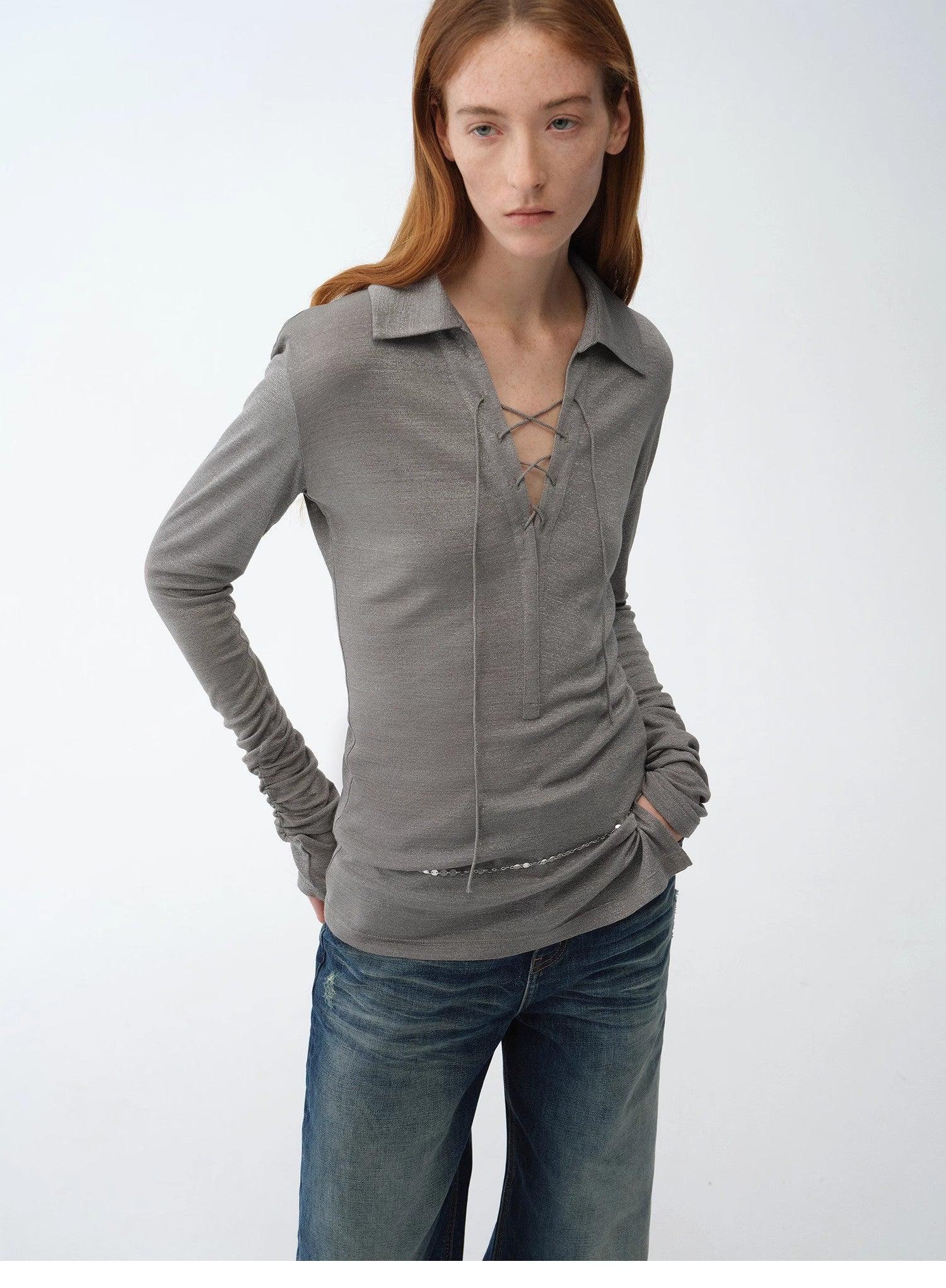 Pull en soie argentée