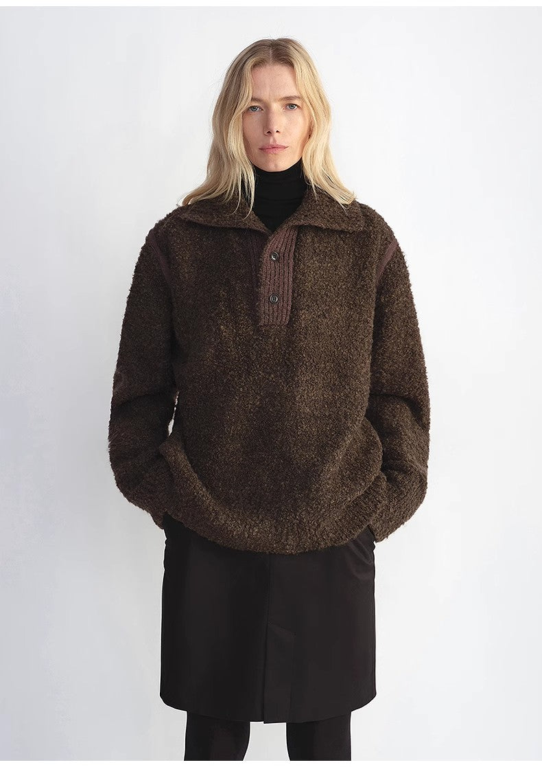 Maglione  in misto lana e filato bouclè 