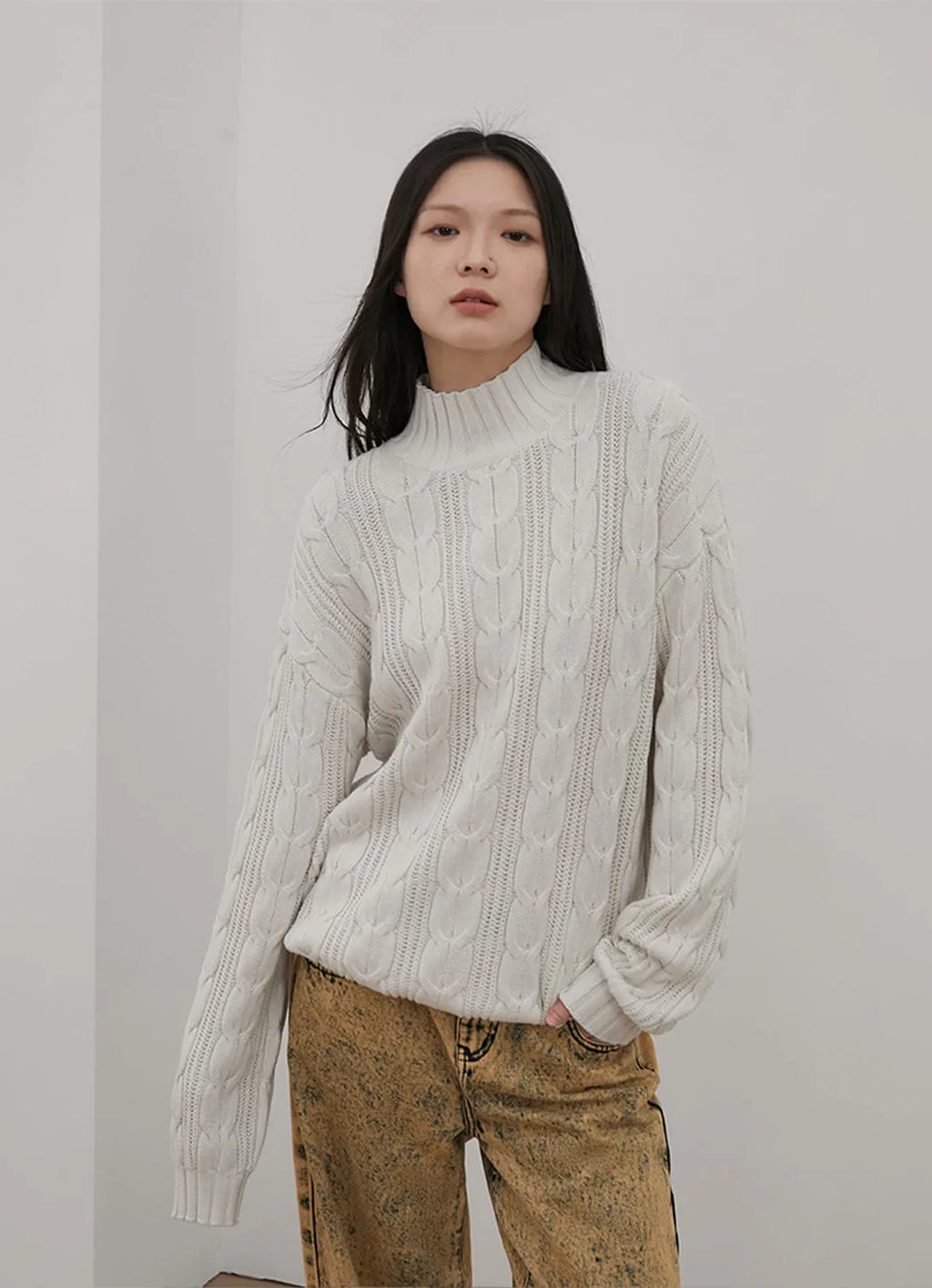 Pull oversize en laine mérinos tissée