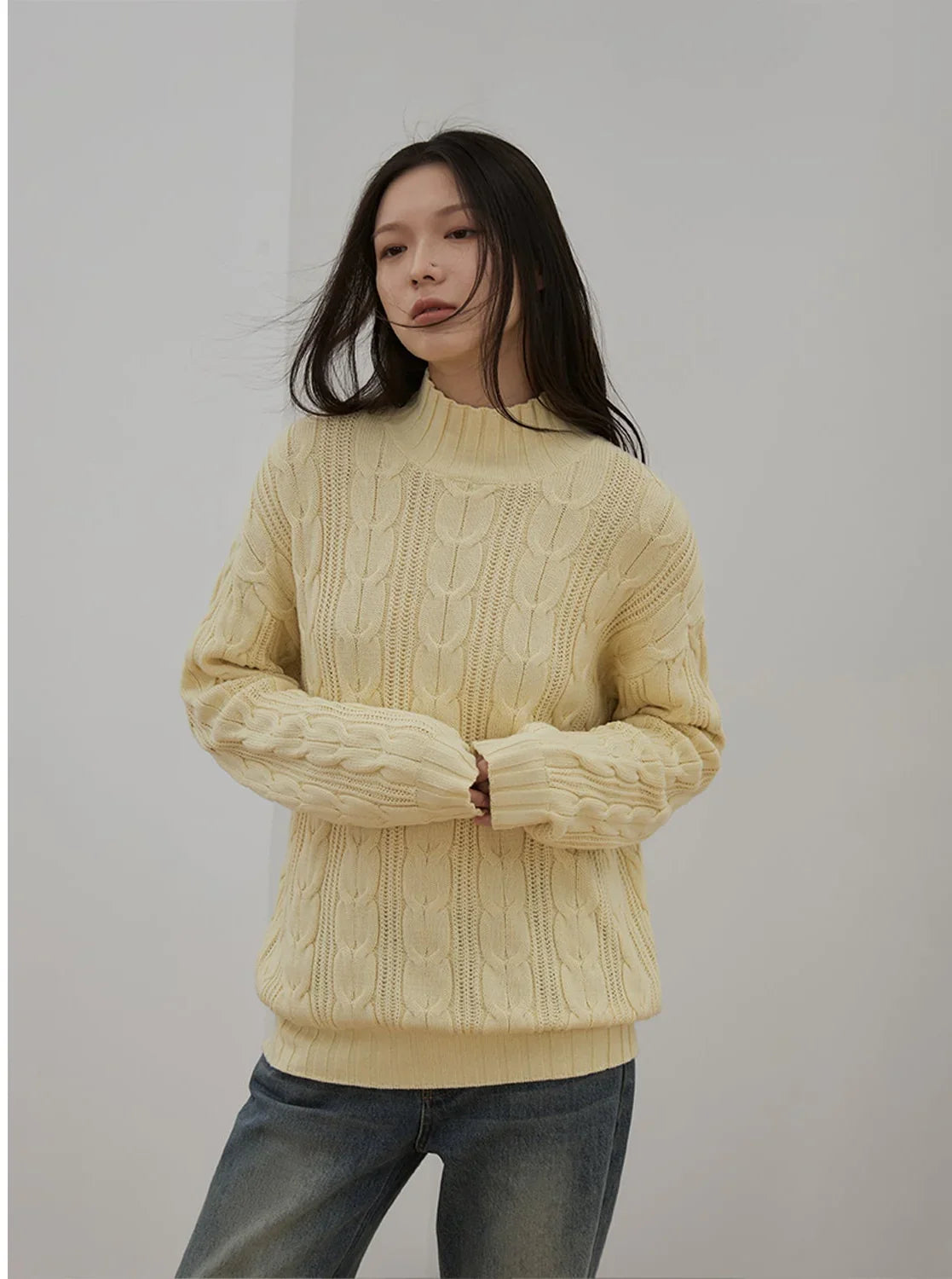 Oversized woven merino wool sweater