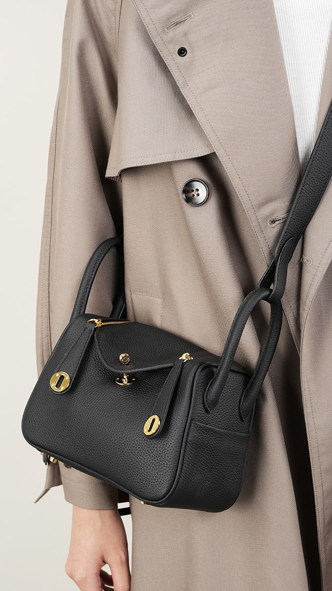 Mini shoulder bag in genuine leather