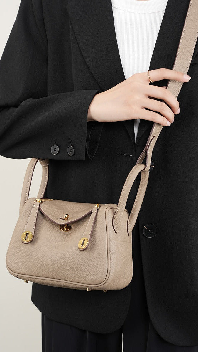 Mini shoulder bag in genuine leather